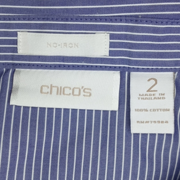 Chico's Striped V-Neck Shirt Sz 2 - Picture 9 of 11